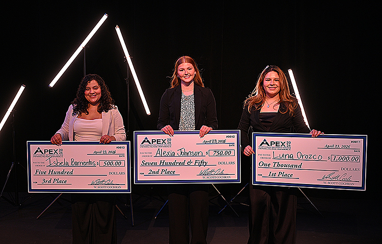 Top three APEX winners with their big checks.
