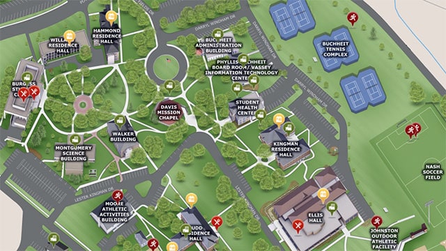 Map of campus from above. Click on the image to be taken to the full map.