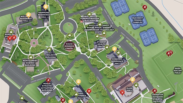 Map of campus from above. Click on the image to be taken to the full map.