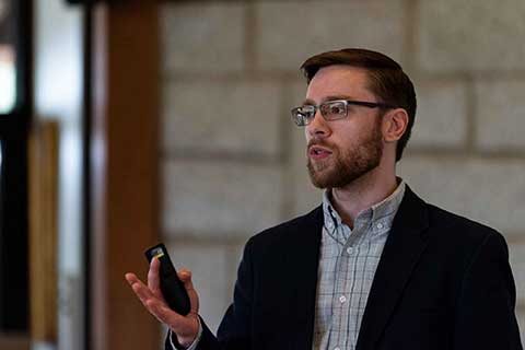 Kirk Hansen presenting research