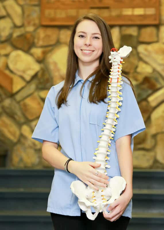 Lexi Wright holding skeleton 