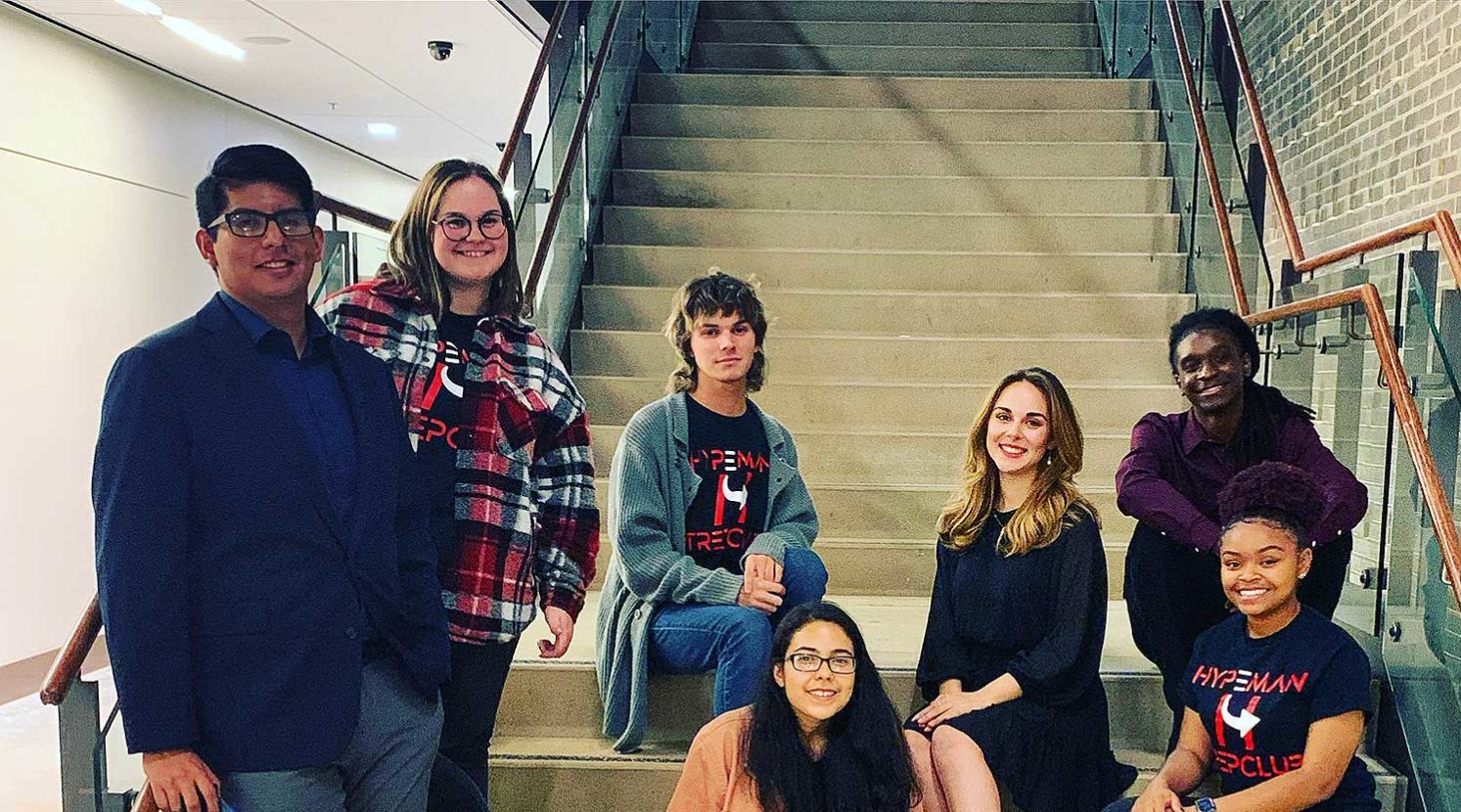 Student sitting on steps