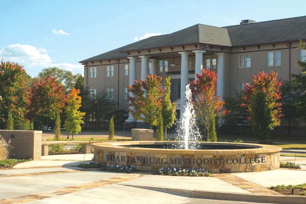 Fountain in front of dorm