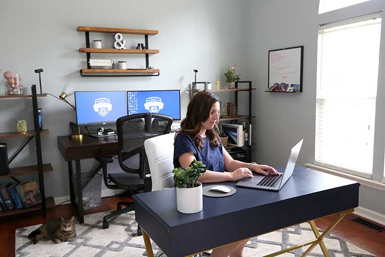 Woman working in home office