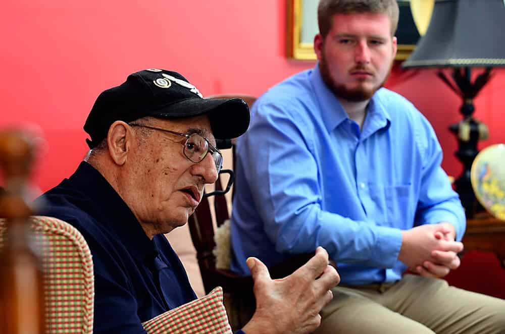World War two veteran sharing his story 