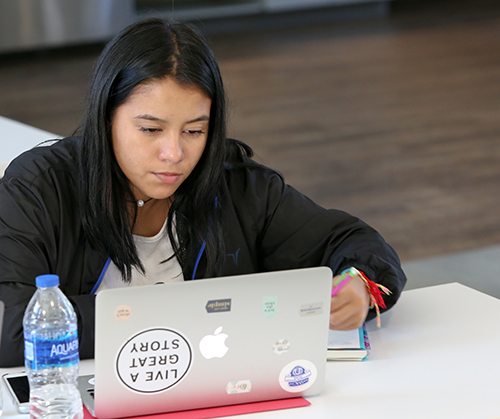 Student working on computer